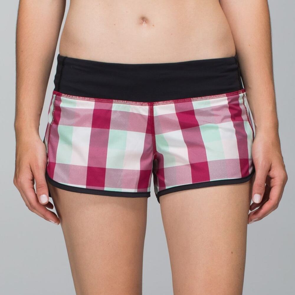 Lululemon Multicolor Run Speed Short 2-Way Stretch Womens Size 6 Check Pattern